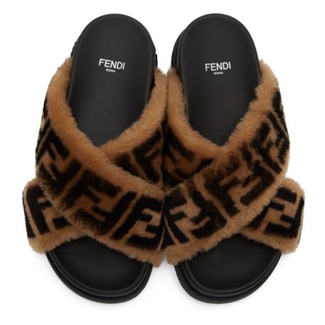 fendi fur slides women's|Fendi twist detail slides.